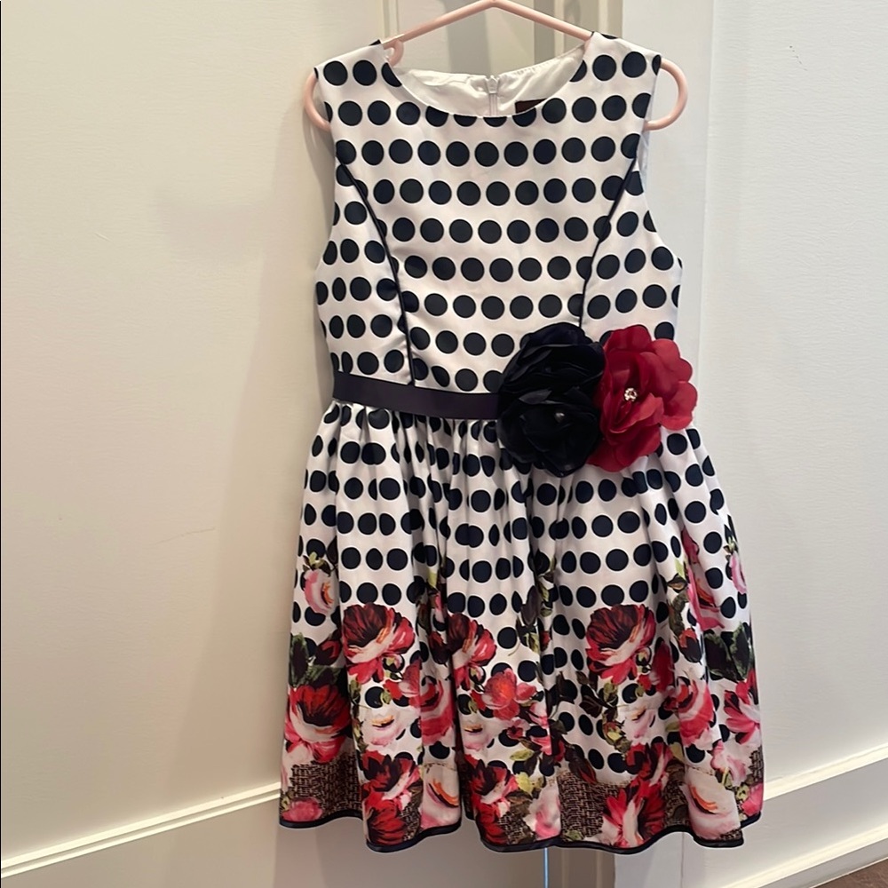 Polka Dot and Floral Kids Formal Dress